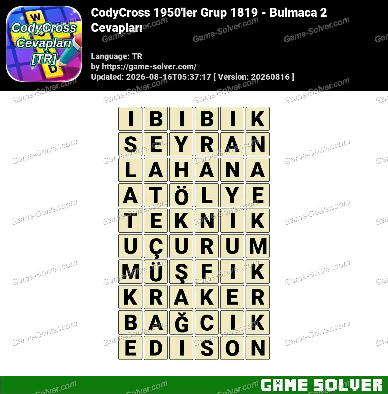 CodyCross 1950’ler Grup 1819 – Bulmaca 2 Cevapları